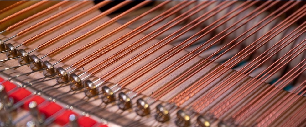 VIew of the inside of a piano.